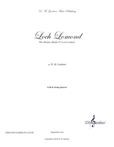 Loch Lomond - SAB and String Quartet (opt. piano) image number null
