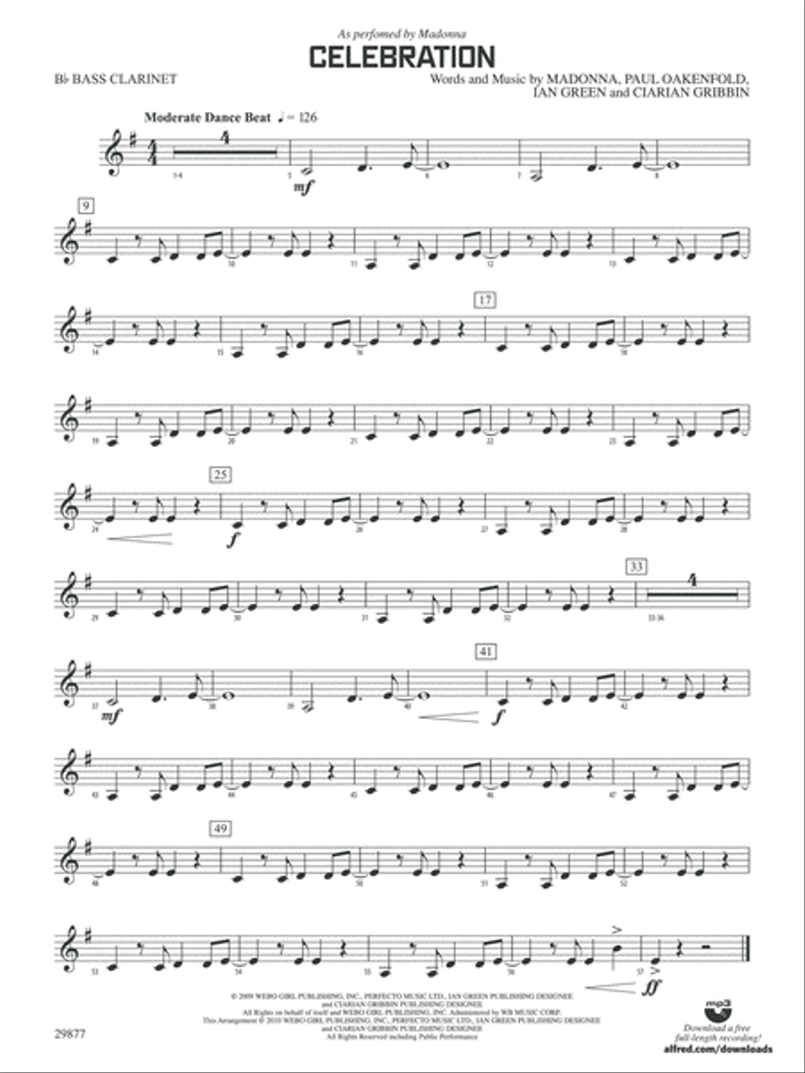 Celebration: B-flat Bass Clarinet Concert Band scores gallery preview page 1