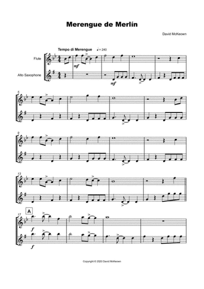 Merengue de Merlín, for Flute and Alto Saxophone Duet