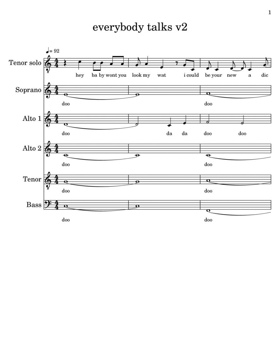 Everybody Talks A Cappella scores gallery preview page 1