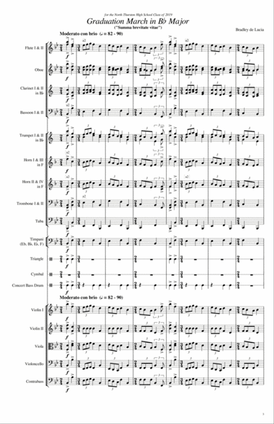 Graduation March in B-flat Major (2019) (Full Orchestra) (Original) Full Orchestra scores gallery preview page 3