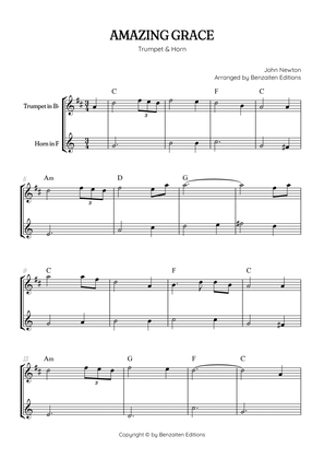 Amazing Grace • easy trumpet and french horn sheet music with chords