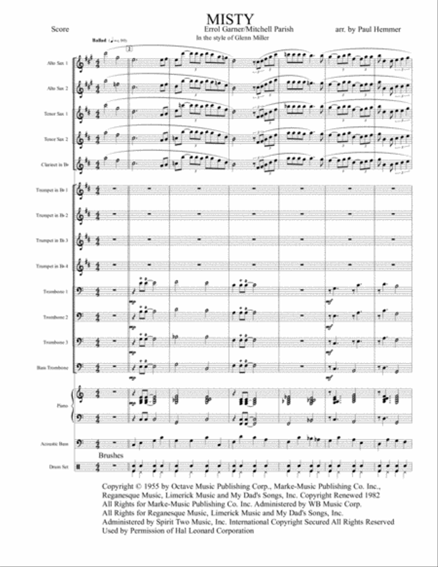 Misty Jazz Ensemble scores gallery preview page 1
