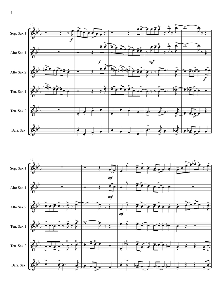 Swingin' Joy To The World - for Saxophone Ensemble Saxophone Ensemble scores gallery preview page 5