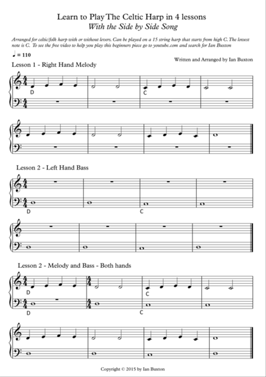 Learn to Play the Harp (With the Side by Side Song By Ian Buxton) Harp scores gallery preview page 1