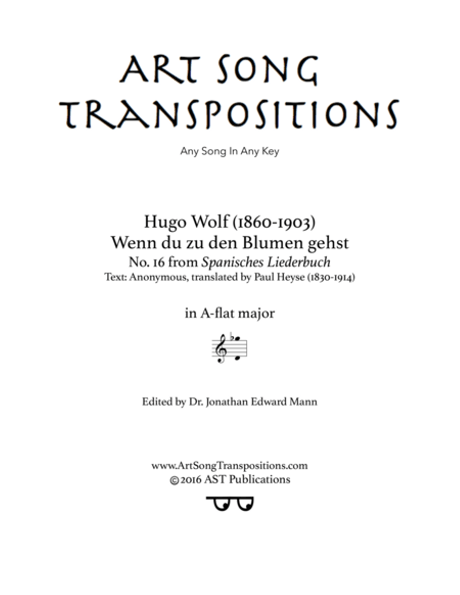 WOLF: Wenn du zu den Blumen gehst (transposed to A-flat major) Voice scores gallery preview page 1