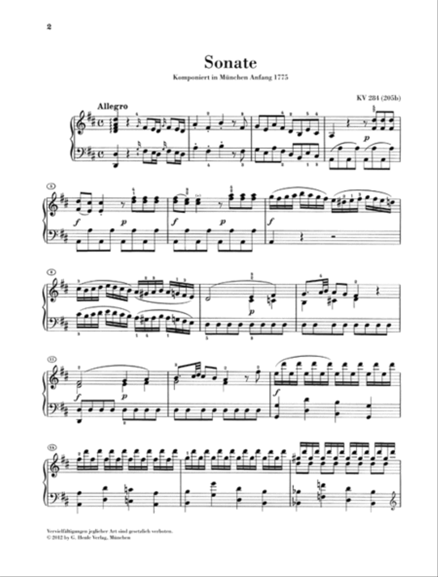Wolfgang Amadeus Mozart – Piano Sonata in D Major, K. 284 (205b) Piano Solo scores gallery preview page 2