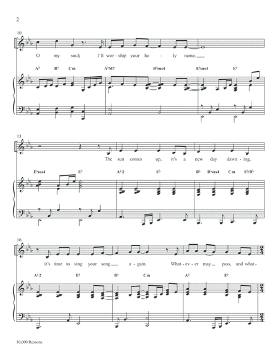 10,000 Reasons (Bless the Lord) Medium Voice scores gallery preview page 4