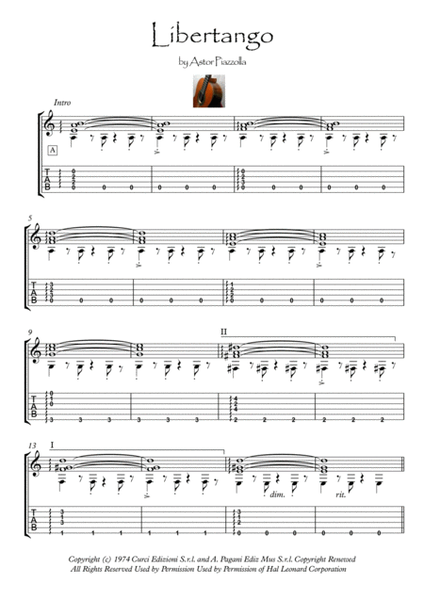Libertango for Guitar solo image number null