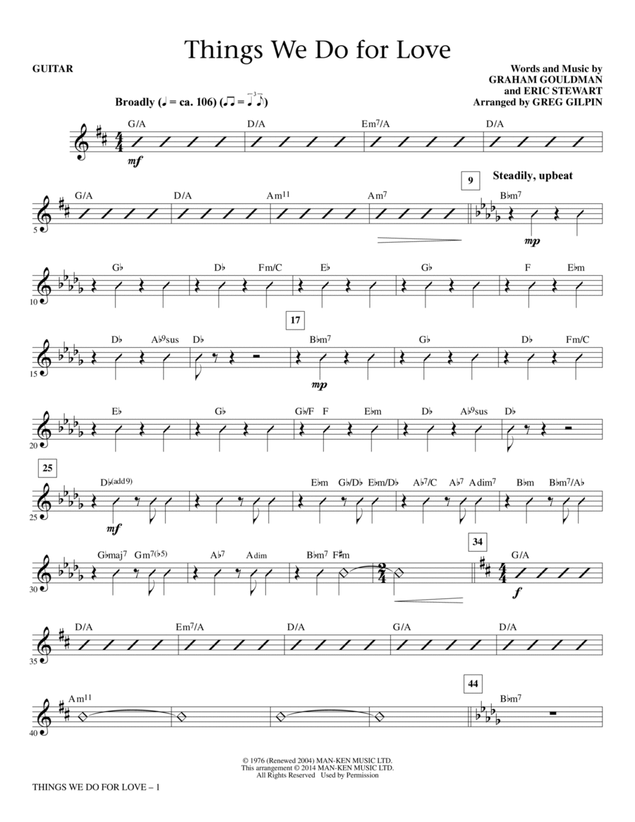 Things We Do for Love - Guitar Choir scores gallery preview page 1