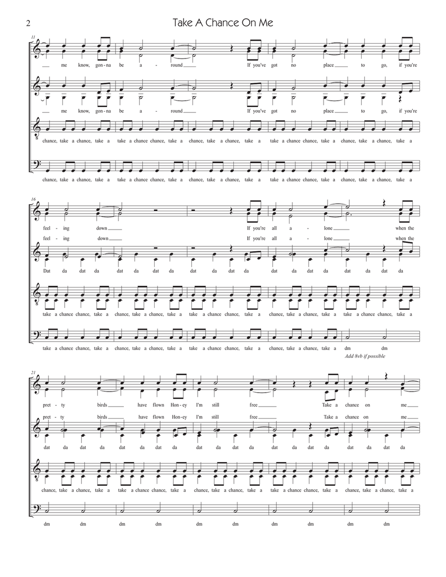 Take A Chance On Me 4-Part scores gallery preview page 2