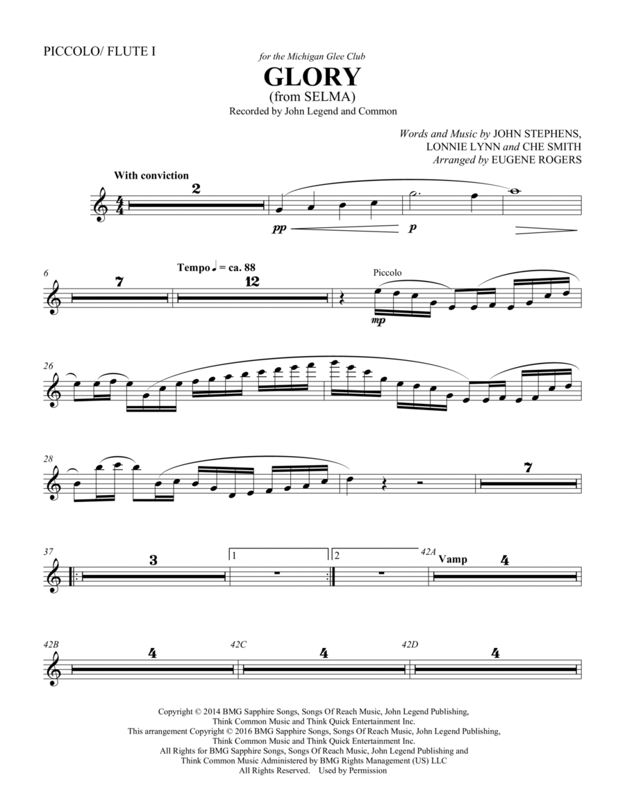 Glory (from Selma) (arr. Eugene Rogers) - Flute/Piccolo