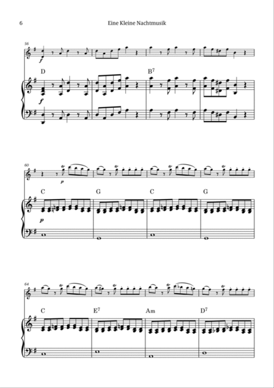 Eine Kleine Nachtmusik (for solo violin with piano accompaniment) Violin Solo scores gallery preview page 6