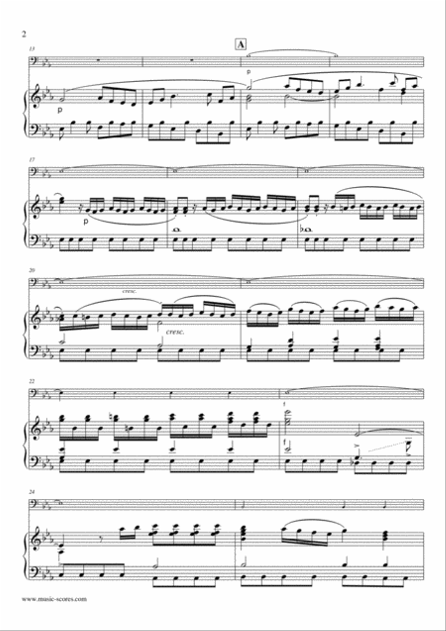 Allegro from Mozart's 4th horn concerto - Trombone and Piano Piano scores gallery preview page 2