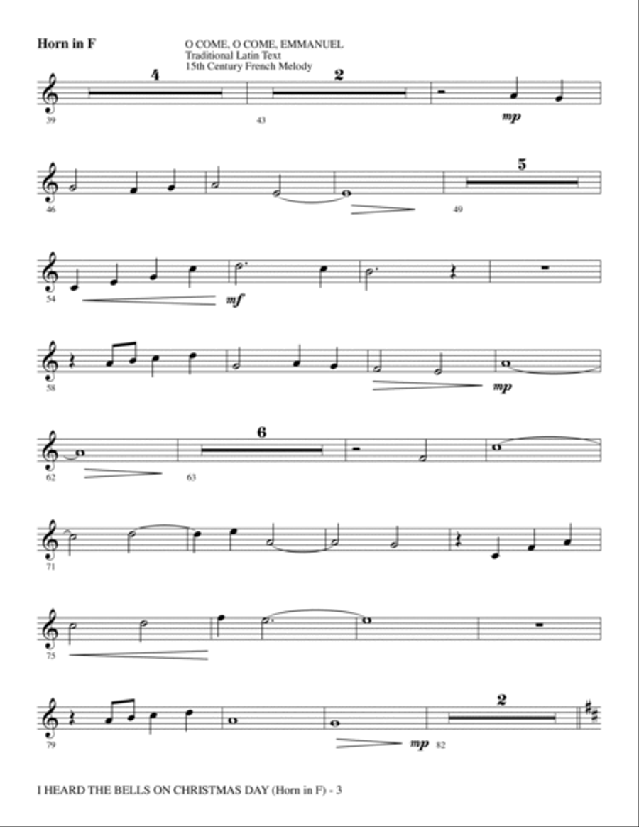 I Heard The Bells On Christmas Day (Celebrating Peace On Earth) - Horn in F Choir scores gallery preview page 3