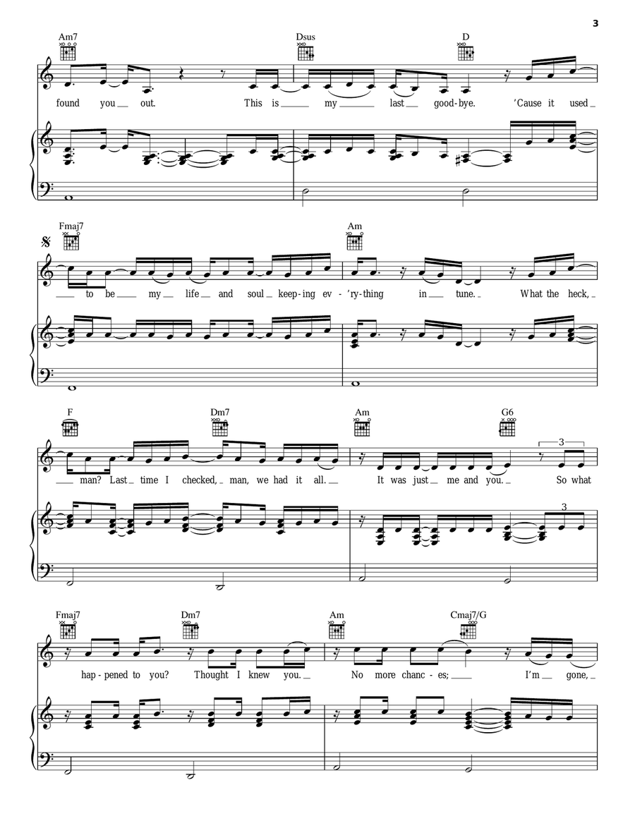 Gone Gone Piano, Vocal, Guitar scores gallery preview page 3