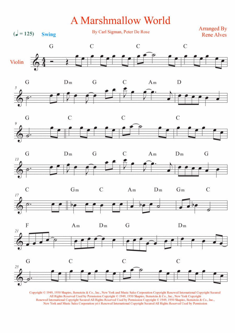 A Marshmallow World Violin Solo scores gallery preview page 1