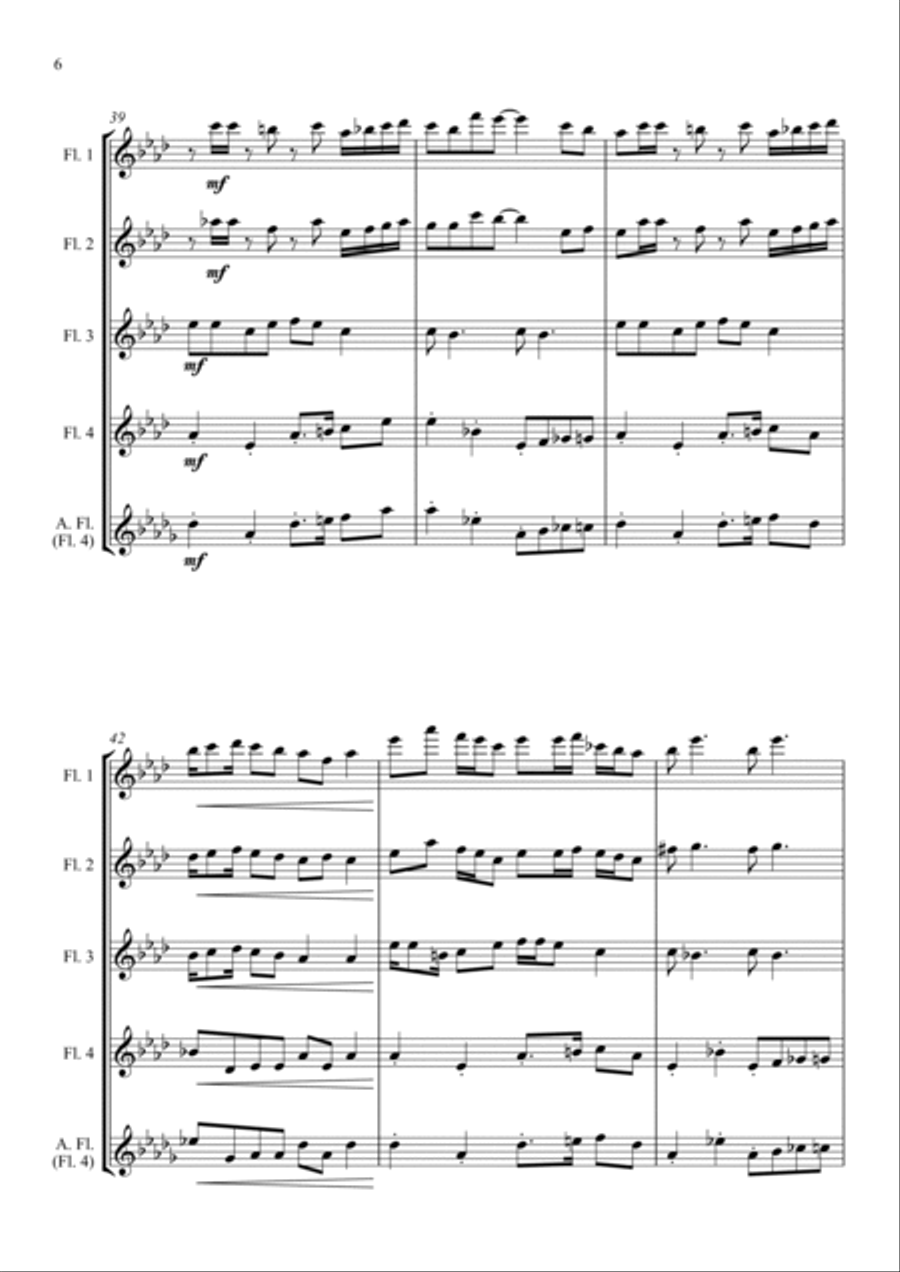 Camptown Races - for Flute Quartet Flute Quartet scores gallery preview page 6