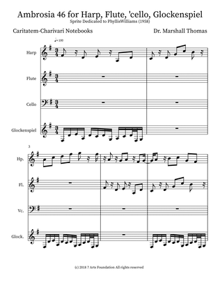 Ambrosia 46 for Harp, Flute, 'cello, Glockenspiel