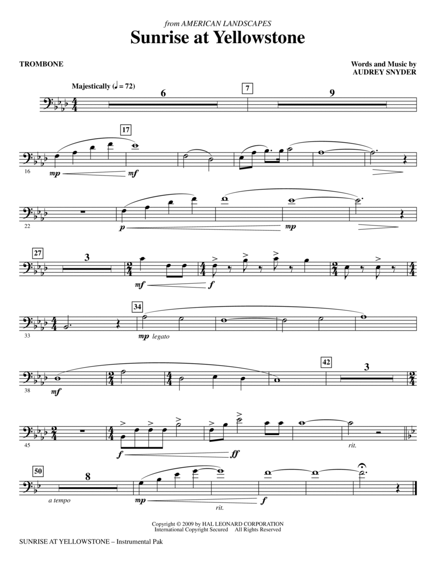 Sunrise At Yellowstone - Trombone Choir scores gallery preview page 1