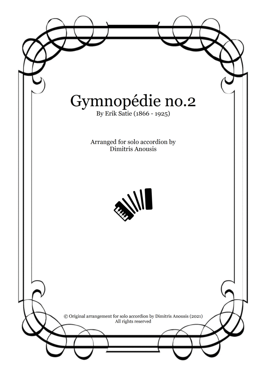 Erik Satie - Gymnopédie no.2 arrangement for solo accordion Accordion scores gallery preview page 1