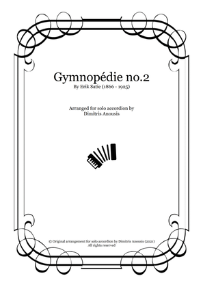 Book cover for Erik Satie - Gymnopédie no.2 arrangement for solo accordion