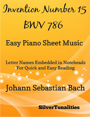 Book cover for Invention Number 15 BWV 786 Easy Piano Sheet Music