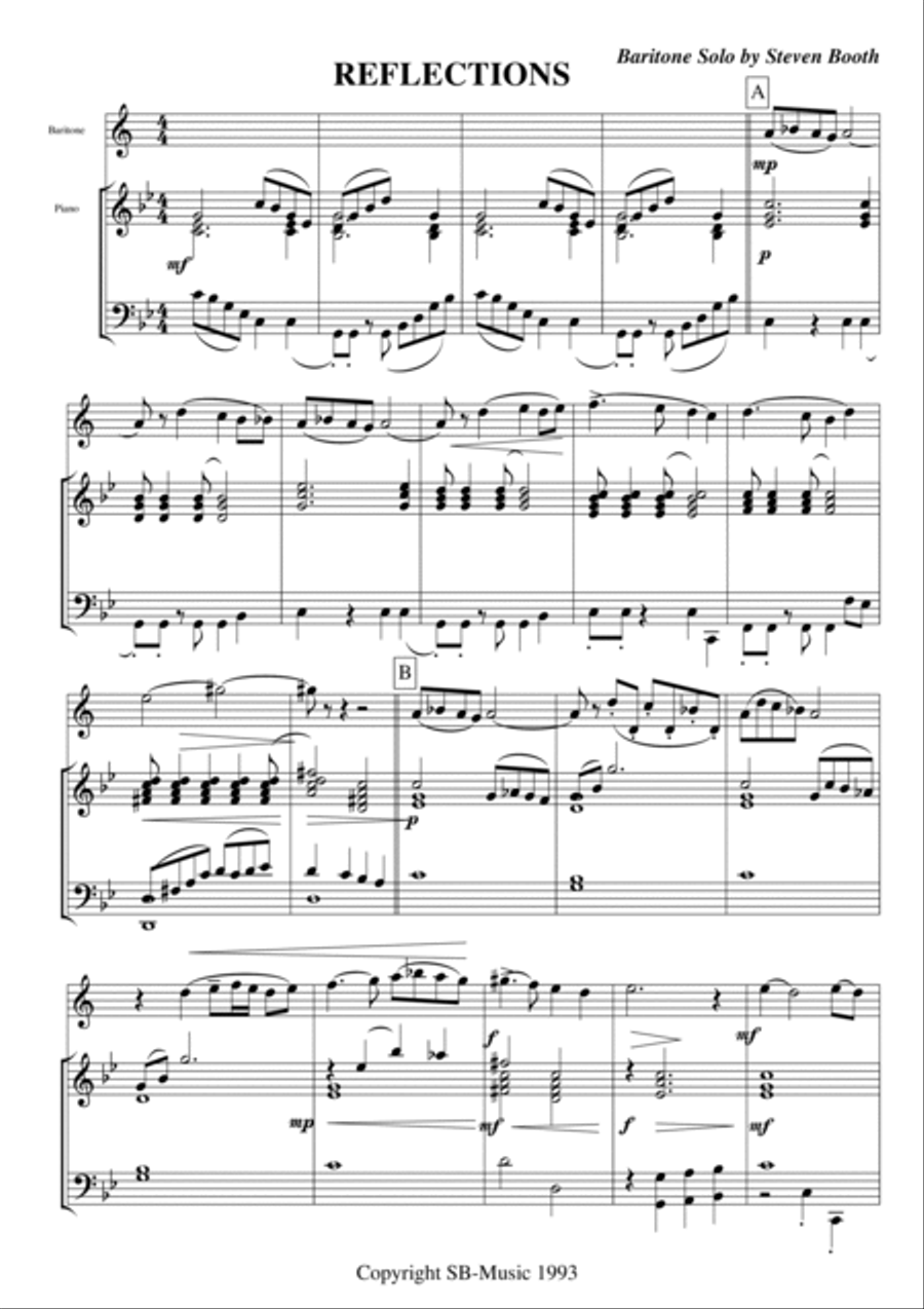Reflections - Solo for Bb Baritone or Euphonium with Piano Accompaniment Brass Trio scores gallery preview page 3