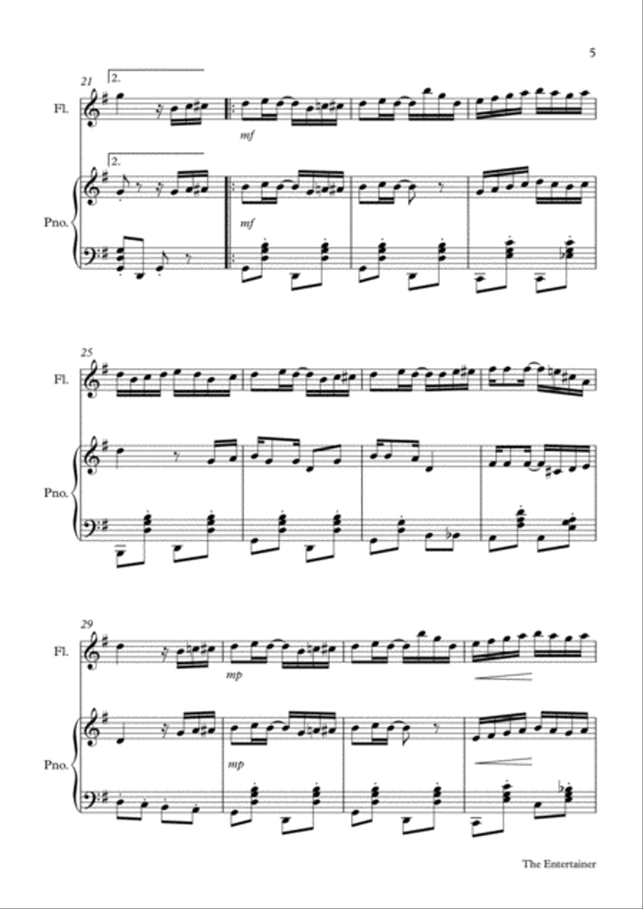 The Entertainer - for flute and piano duet Woodwind Duet scores gallery preview page 5
