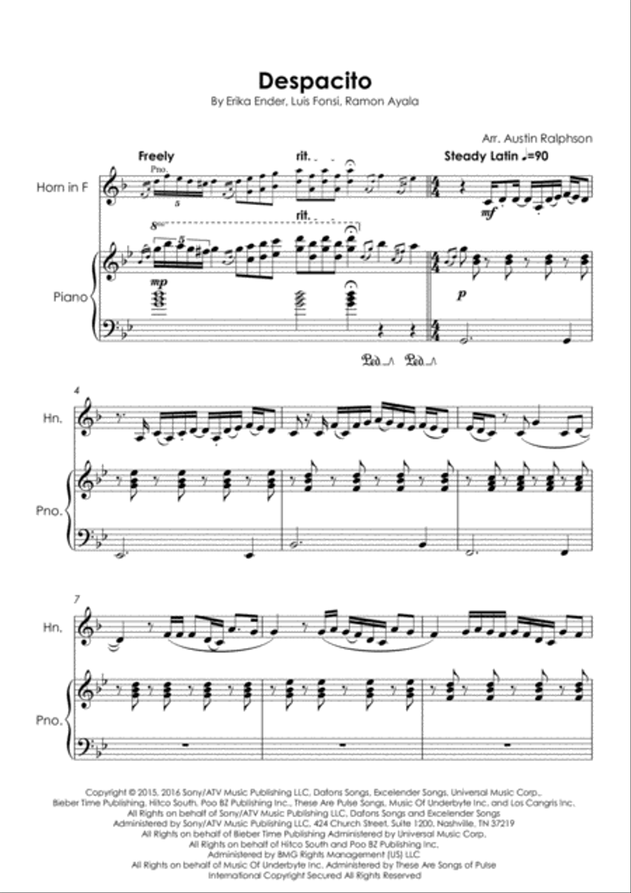 Despacito Despacito Horn scores gallery preview page 2