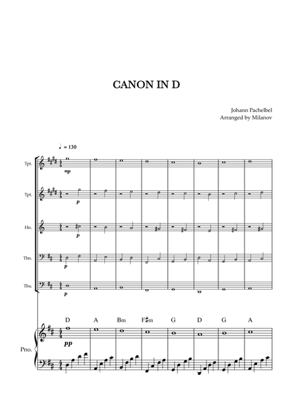 Canon in D | Pachelbel | Brass Quintet | Piano accompaniment image number null