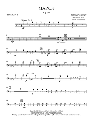 March, Op. 99 - Trombone 1
