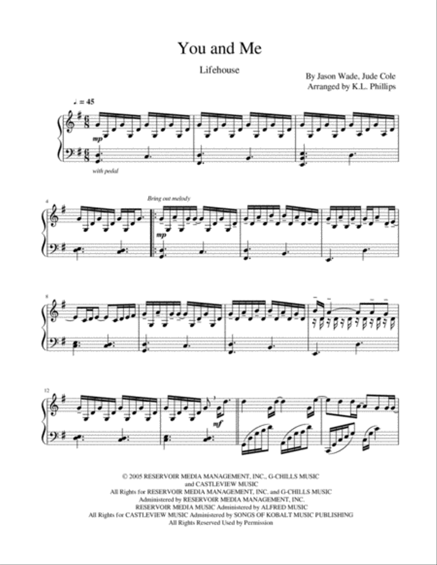 You And Me You And Me Piano Solo scores gallery preview page 2