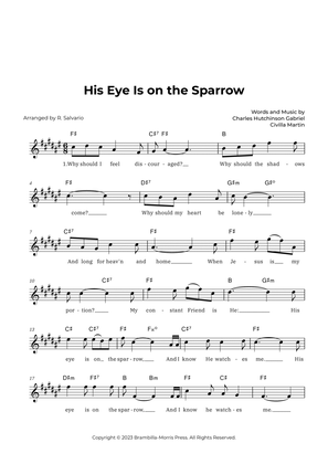 Book cover for His Eye Is on the Sparrow (Key of F-Sharp Major)