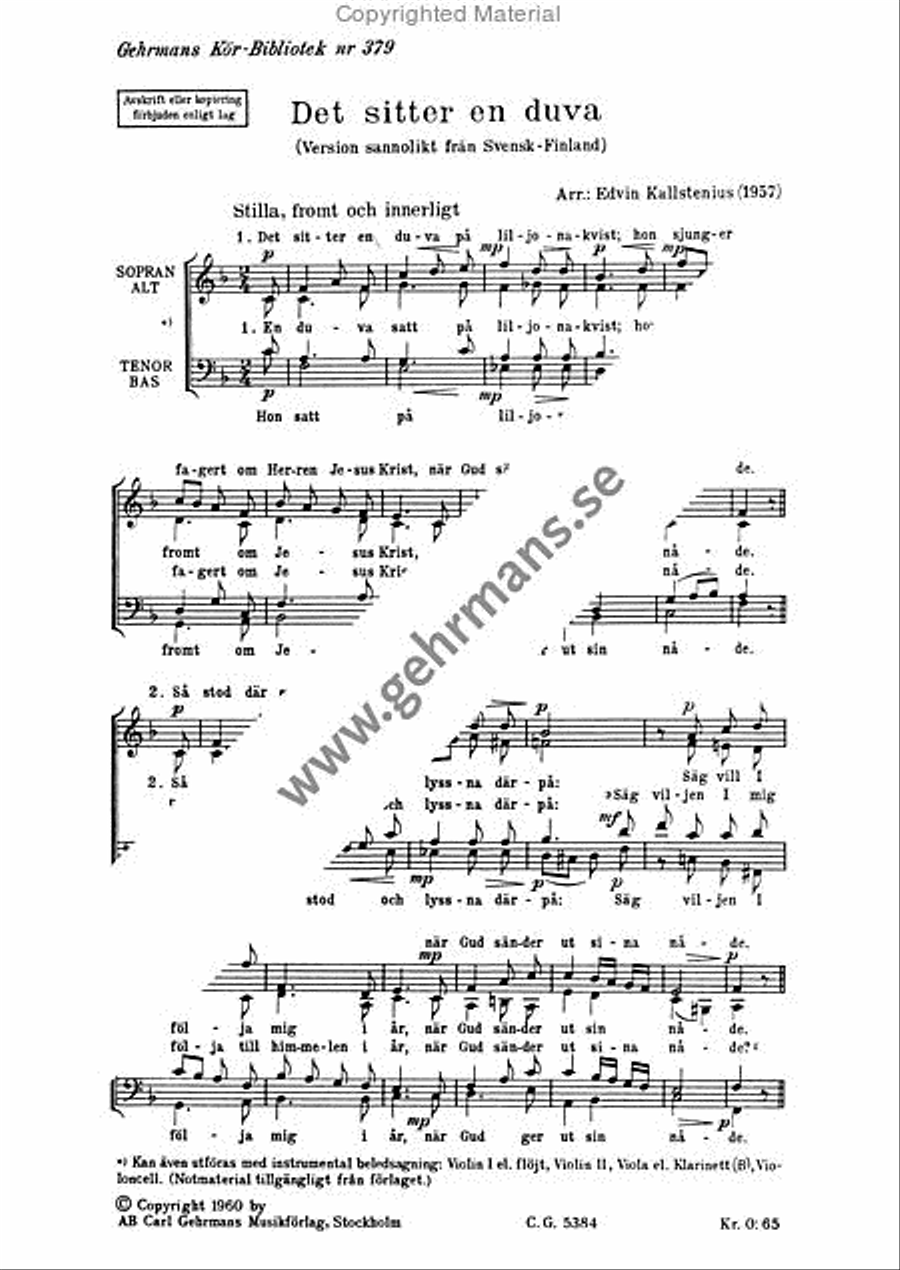 Det sitter en duva 4-Part scores gallery preview page 2