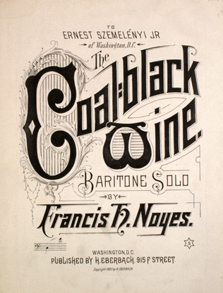 Book cover for The Coal-black Wine. Baritone Solo
