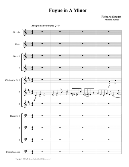 Fugue in A Minor by Richard Strauss for Strauss - Fugue - Woodwind Choir image number null