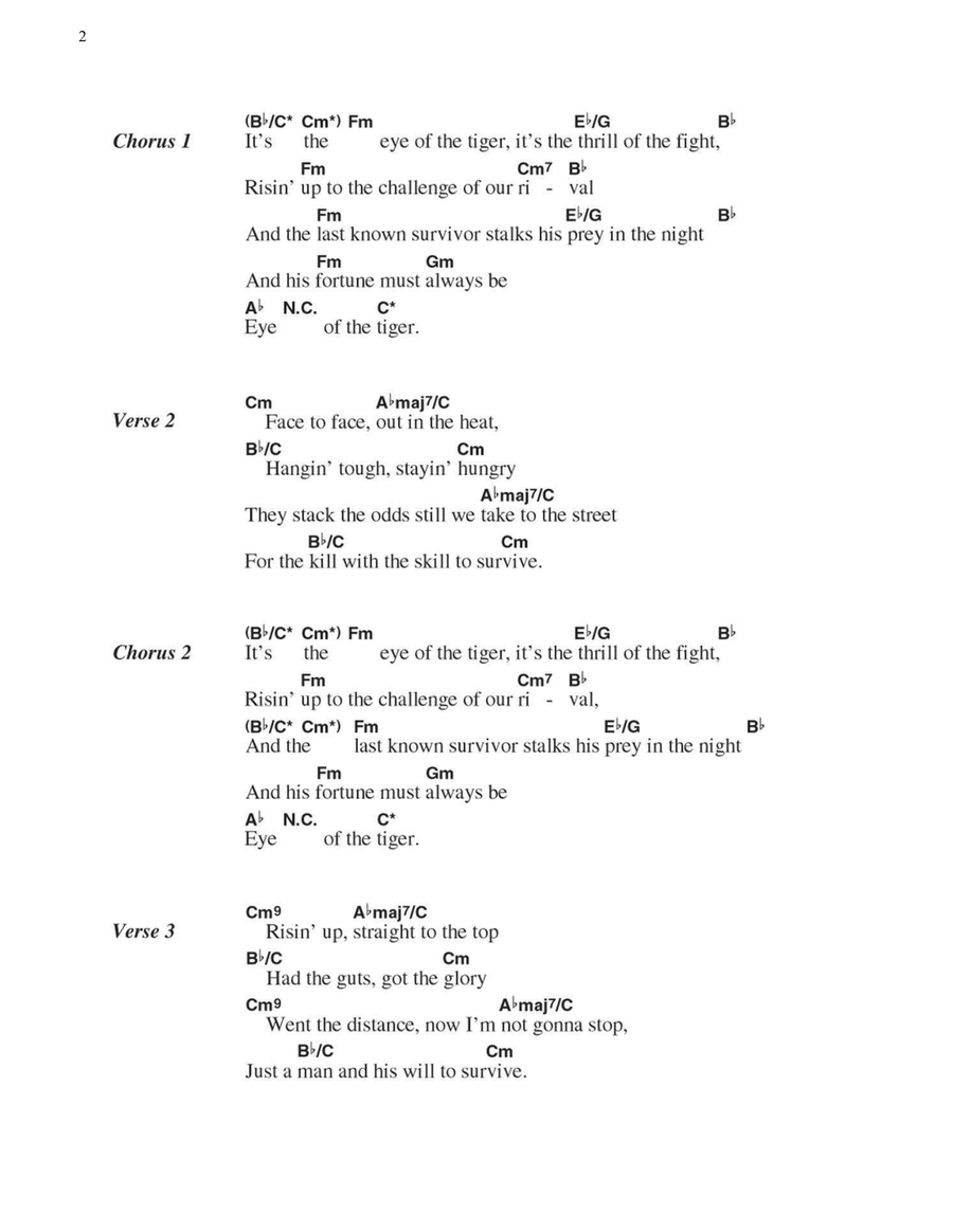 Eye Of The Tiger Eye Of The Tiger Easy Guitar scores gallery preview page 2