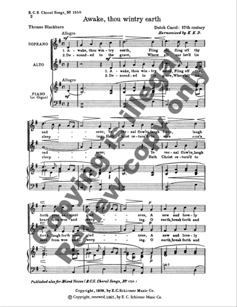 Awake, thou wintry earth SA scores gallery preview page 3