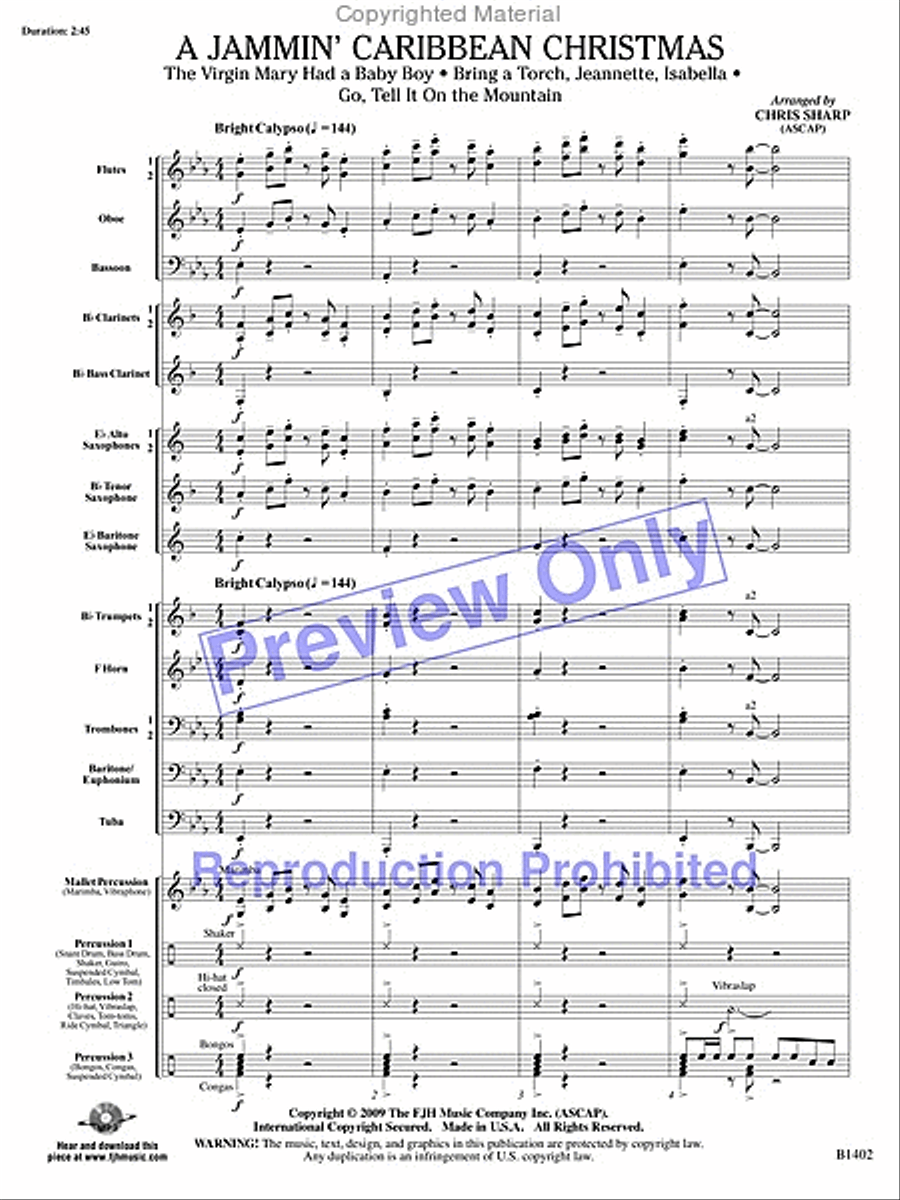 A Jammin' Caribbean Christmas Concert Band scores gallery preview page 2