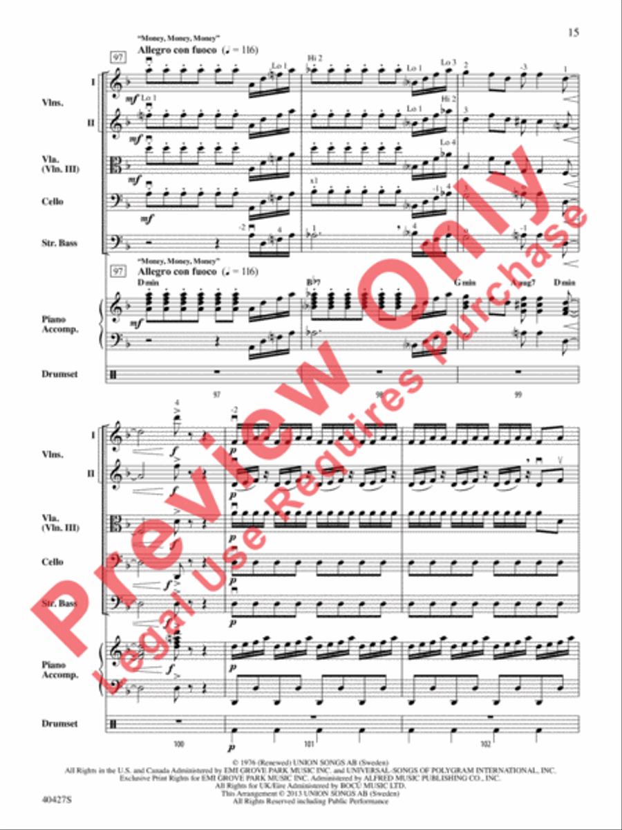 Mamma Mia!, Selections from String Orchestra scores gallery preview page 16