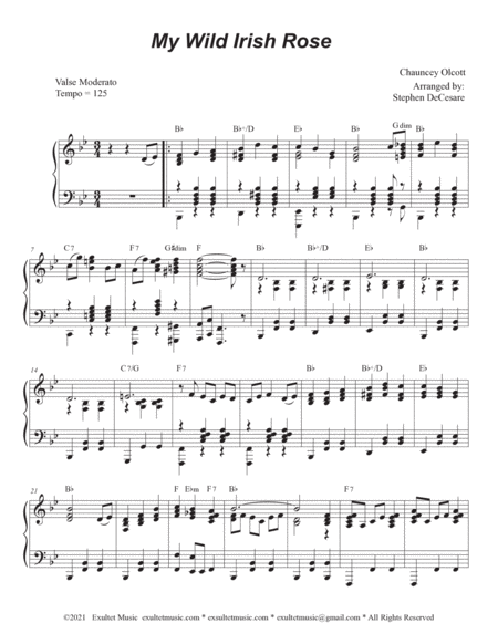 My Wild Irish Rose (Bb-Clarinet solo and Piano) image number null