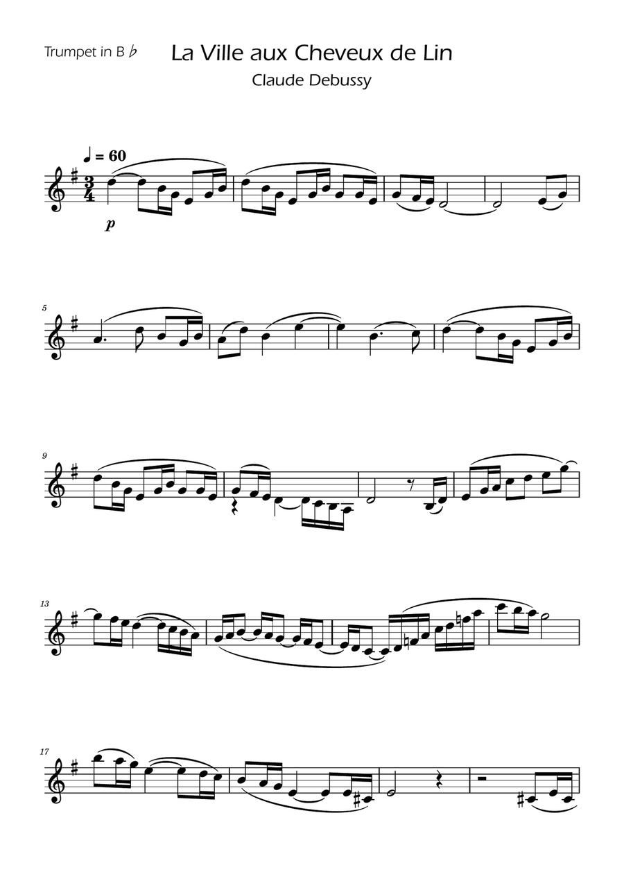 La fille aux cheveux de lin - Debussy - Brass Trio Brass Trio scores gallery preview page 5