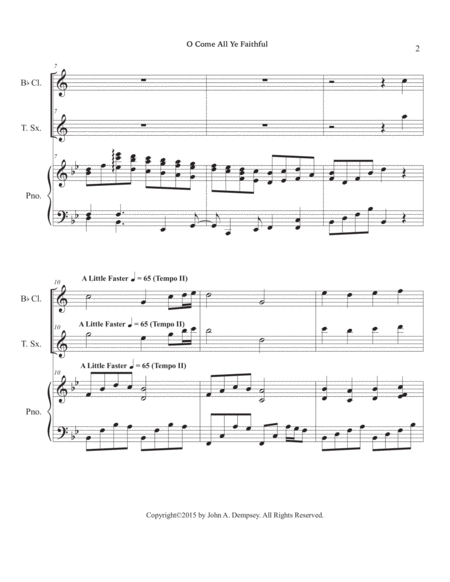 O Come All Ye Faithful (Trio for Clarinet, Tenor Sax and Piano) image number null