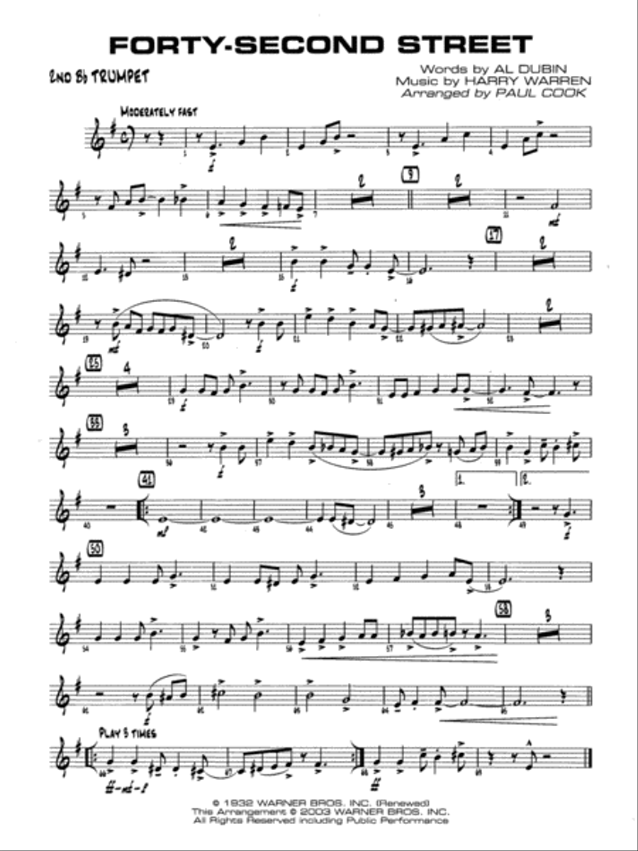 Forty-Second Street: 2nd B-flat Trumpet Jazz Ensemble scores gallery preview page 1