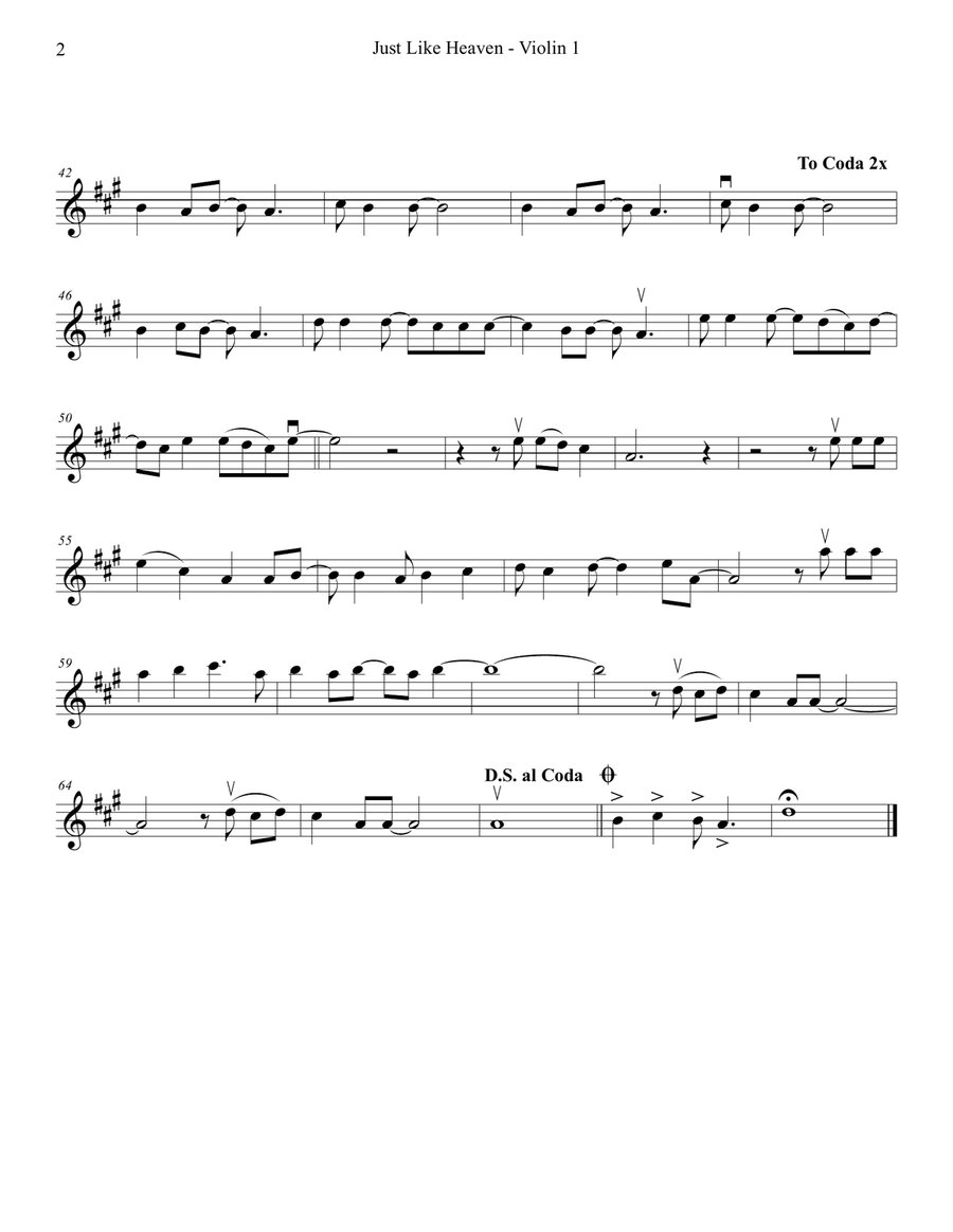 Just Like Heaven String Quartet scores gallery preview page 2