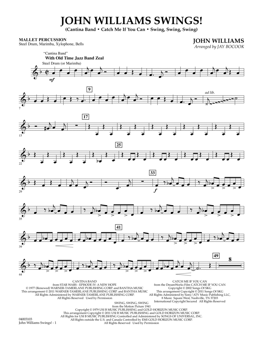 John Williams Swings! - Mallet Percussion Concert Band scores gallery preview page 1