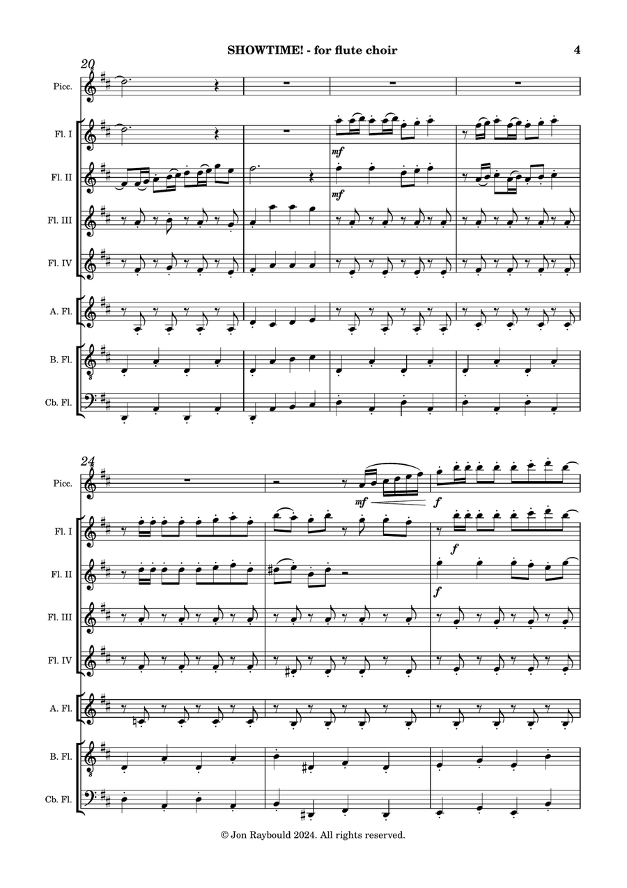 Showtime! (flute choir) Flute Choir scores gallery preview page 4