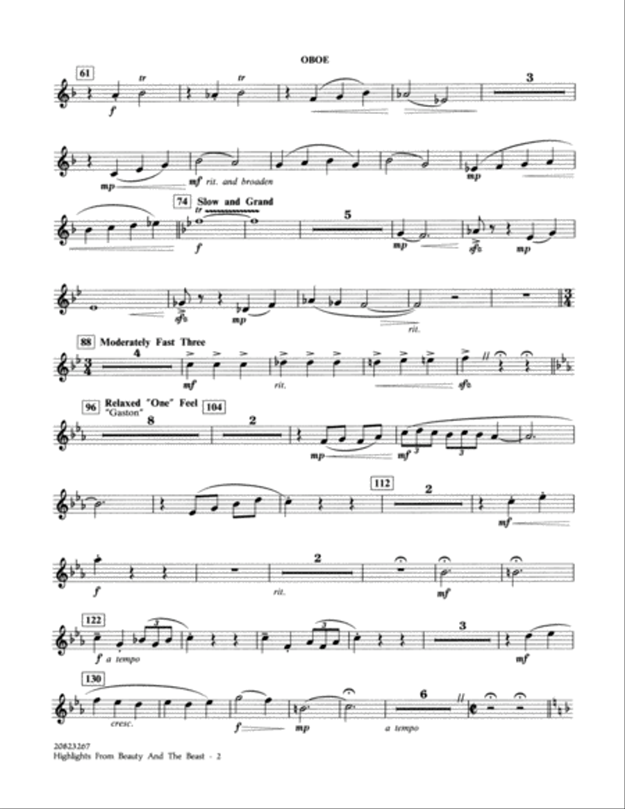 Highlights from Beauty and the Beast - Oboe Oboe scores gallery preview page 2