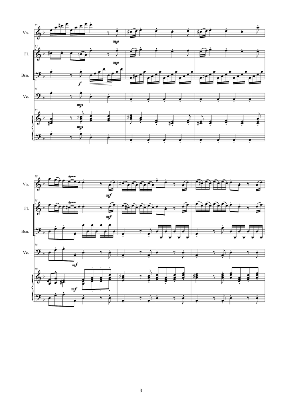 Vivaldi - Concerto in D minor RV 96 for Violin, Flute, Bassoon, Cello and Cembalo Small Ensemble scores gallery preview page 3